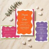 Invitation Cadre ondulé rétro Funky Classique Merci