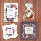 Invitation Rustique Bourgogne Plum Floral Bridal Brunch