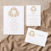 French Rococo Rose Monogram Wedding QR Code RSVP Kaartje (Personaliseer de collectie van deze zelfstandige maker.)