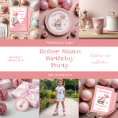 Badge Rond 2,50 Cm Roller Skate rose Parties scintillant Fille d'anni