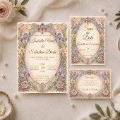 Invitation Mariage Art Nouveau Iris Romantique