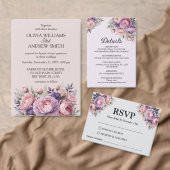 Programme de mariage floral élégant rose et violet (Personnalisez la collection de ce créateur indépendant. )