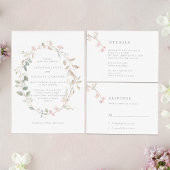 Menu Romantic Delicate Blush Floral Wreath Wedding