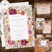Invitation Romantic Burgundy Blush Floral Garden Wedding
