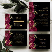 Papier Budget Burgundy Gold Floral Mariage noir