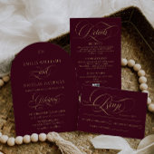 Menu Mariage simple élégant écriture rouge vin