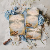 Save The Date Romantic Canoe Lake Forest Wedding