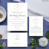 elegant antiek klassiek goudmonogram bruiloft kaart
