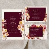 Invitation Romantic Deep Burgundy Floral Elegant Wedding 