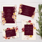 Invitation Romantic Deep Burgundy Floral Save the date 