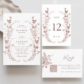Carte D'accompagnement Code QR de réponse pour mariage botanique rose pou