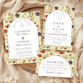 Romantic Fall Floral Wedding Kaart