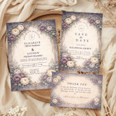 Save The Date Mariage Romantique Gothique aux Fleurs Pastel