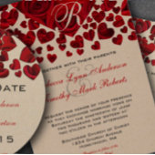 Save The Date Noir et Coeur rouge Roses mariage Enregistrer la d