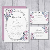 Invitation Élégant Mariage géométrique bleu violet