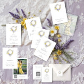 Cartons Réponse Romantic Minimal Wedding Yellow & Lavender Wreath