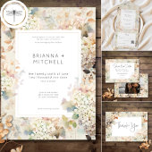 Invitation Romantique Neutre Vintage Hydrangeas Mariage