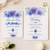 Programme Mariage d'aquarelle romantique bleu violet