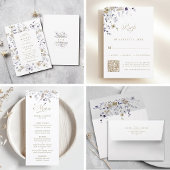 Menu Mariage Floral Romantique Violet Blanc Or