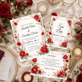 Save The Date Élégance florale écarlate romantique de mariage