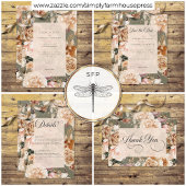 Invitation Champagne romantique vintage Beige & Sage Floral