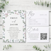 Invitation Tout En Un Mariage de Motif vert Sage Russe eucalyputus (Personnalisez la collection de ce créateur indépendant.)