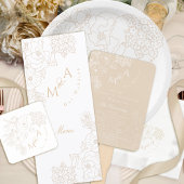 Sticker Rond Romantic Wedding Peonies Delicate Ivory