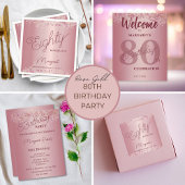 Invitation Rose Gold 80th Birthday Party 