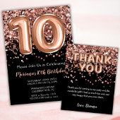 Serviette En Papier Rose Gold Black 10th Birthday Party