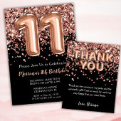 Badge Rond 10 Cm Rose Gold Black 11e fête d'anniversaire