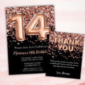 14e anniversaire Invitation Rose noir Parties scin