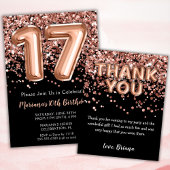 17e anniversaire Invitation Rose noir Parties scin