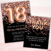 Assiettes En Carton Rose Gold Black 18e fête d'anniversaire
