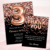 Invitation 3e anniversaire Rose noir Parties scint
