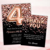 Assiettes En Carton Rose Gold Black 4th Birthday Party