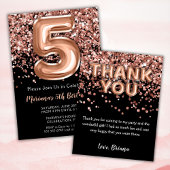 5e anniversaire Invitation Rose noir Parties scint
