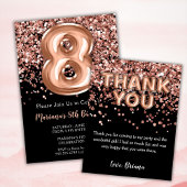 Assiettes En Carton Rose Gold Black 8e fête d'anniversaire