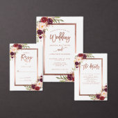 Papier Burgundy Red Floral Rose Gold Script Mariage (Personnalisez la collection de ce créateur indépendant.)