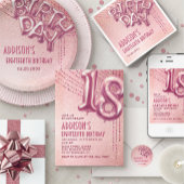 Invitation 14e anniversaire Ado fille Rose or
