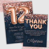 Serviette En Papier Rose Gold Navy Blue 12e fête d'anniversaire