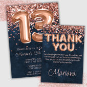 Serviette En Papier Rose Gold Navy Blue 13e fête d'anniversaire