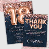 Serviette En Papier Rose Gold Navy Blue 18th Birthday Party