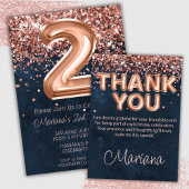 Serviette En Papier Rose Gold Navy Blue 2e fête d'anniversaire