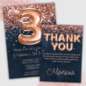 Serviette En Papier Rose Gold Navy Blue 3e fête d'anniversaire