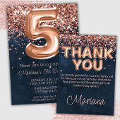 Serviette En Papier Rose Gold Navy Blue 5e anniversaire fête