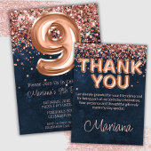 Serviette En Papier Rose Gold Navy Blue 9e fête d'anniversaire