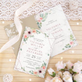 Carte De Placement Boho Aquarelle Floral Rose Or Mariage géométrique