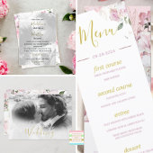 Save The Date Enregistrer La Date Photo Gold Floral Rose Mariage