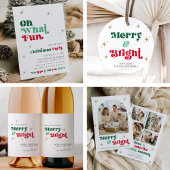 Retro Kerst Wijnfles Etiket Drink Cadeaulabel