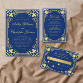 Carte D'accompagnement Royal Blue Détails Mariage Elégant Faux Gold Foil (Personnalisez la collection de ce créateur indépendant. )